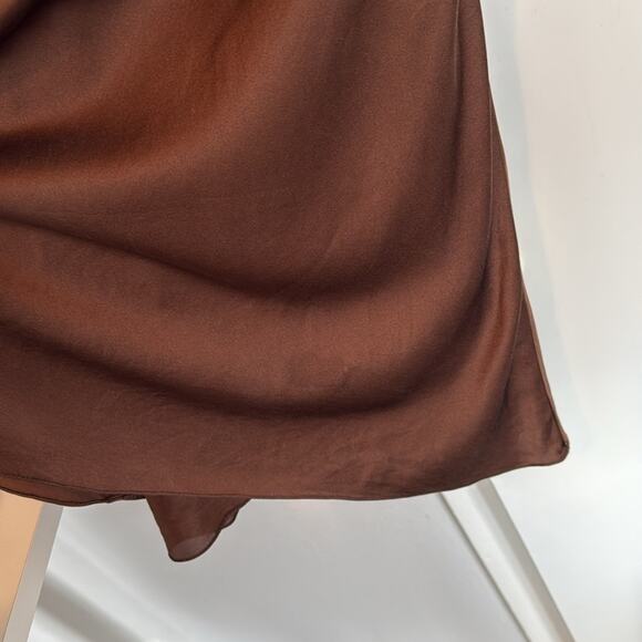Mirror Palais Silk Satin Underwire Slip Mini Dress Medium Chocolate Brown - Picture 10 of 14